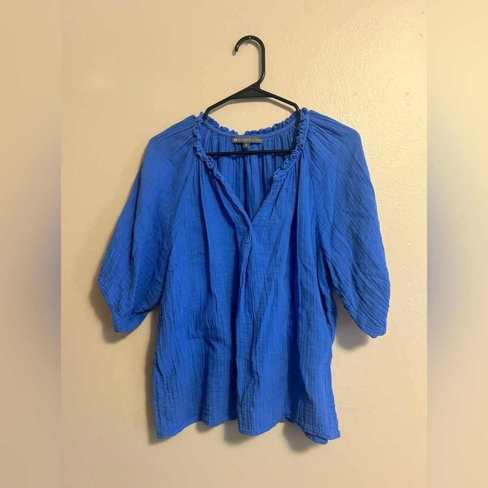 Not for sale-Elliott Lauren Blue Gauzy Blouse 100% Cotton Size Small